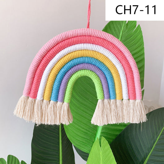 Decoración Nórdica para Habitación Infantil - Juego de 7 Colgantes Tejidos Arcoíris - Image 11