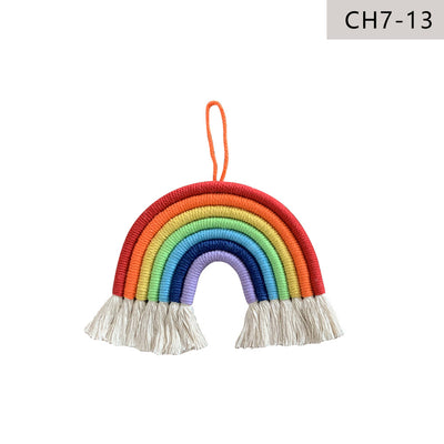 Decoración Nórdica para Habitación Infantil - Juego de 7 Colgantes Tejidos Arcoíris - Image 13