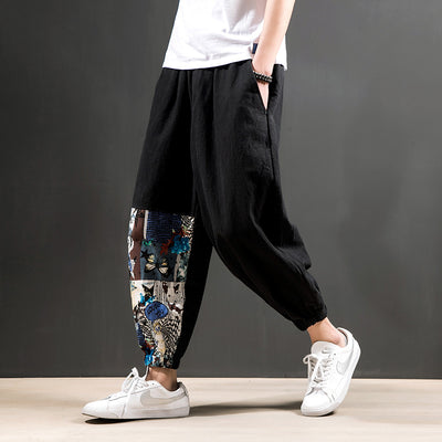 Pantalones Harem Casuales de Algodón y Lino para Hombre - Image 9