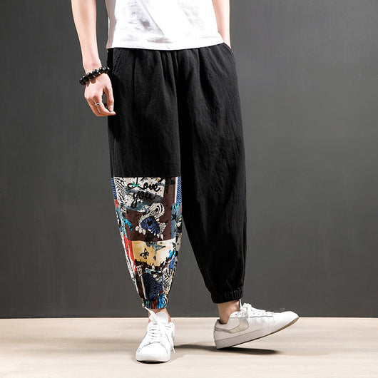 Pantalones Harem Casuales de Algodón y Lino para Hombre - Image 7