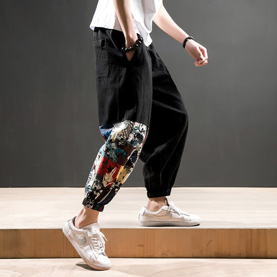 Pantalones Harem Casuales de Algodón y Lino para Hombre - Image 8