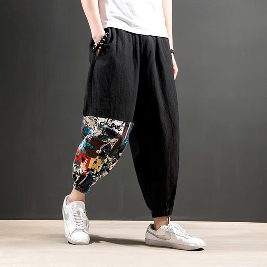 Pantalones Harem Casuales de Algodón y Lino para Hombre - Image 11