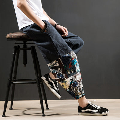 Pantalones Harem Casuales de Algodón y Lino para Hombre - Image 16