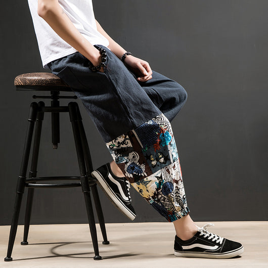 Pantalones Harem Casuales de Algodón y Lino para Hombre - Image 16