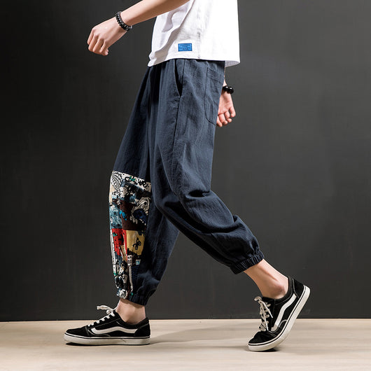 Pantalones Harem Casuales de Algodón y Lino para Hombre - Image 15