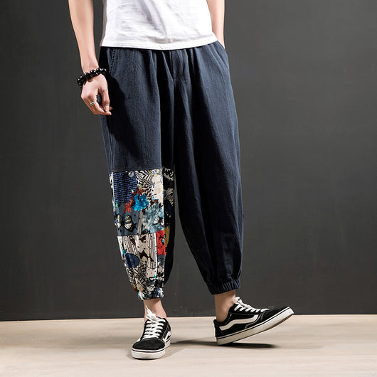 Pantalones Harem Casuales de Algodón y Lino para Hombre - Image 13