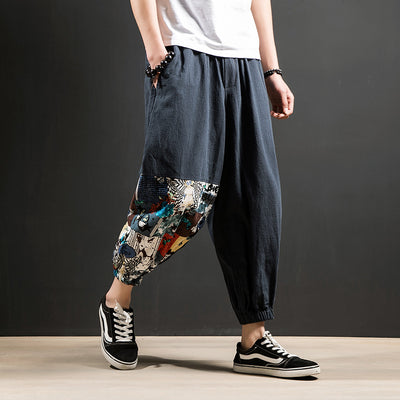 Pantalones Harem Casuales de Algodón y Lino para Hombre - Image 14