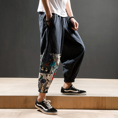 Pantalones Harem Casuales de Algodón y Lino para Hombre - Image 12