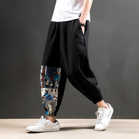 Pantalones Harem Casuales de Algodón y Lino para Hombre - Image 2