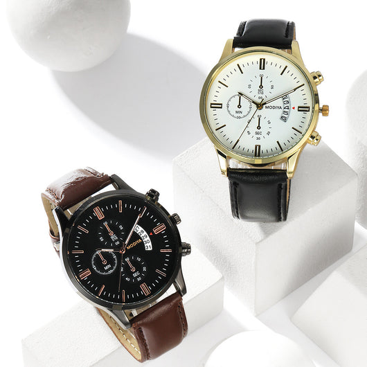 Reloj Calendario Hombre Tres Ojos Seis Agujas - Diseño Minimalista - Image 8