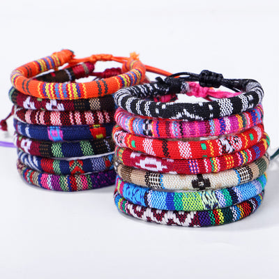 Pulsera Étnica Tejida a Mano con Cuerda de Algodón Multicolor - Image 9