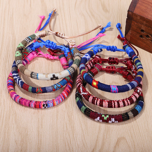 Pulsera Étnica Tejida a Mano con Cuerda de Algodón Multicolor - Image 11