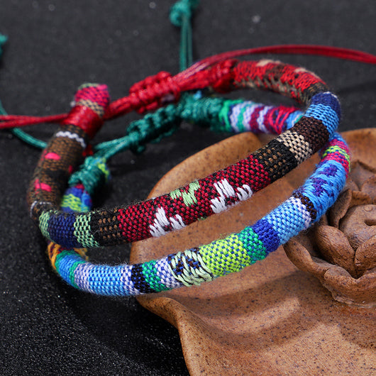 Pulsera Étnica Tejida a Mano con Cuerda de Algodón Multicolor - Image 12