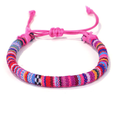 Pulsera Étnica Tejida a Mano con Cuerda de Algodón Multicolor - Image 4