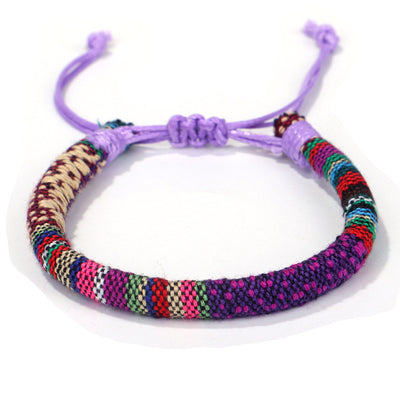 Pulsera Étnica Tejida a Mano con Cuerda de Algodón Multicolor