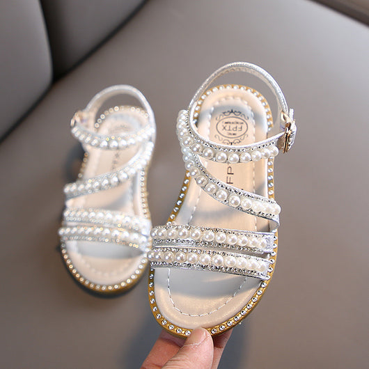 Zapatos Princesa de Punta Abierta con Perlas para Niña - Image 3