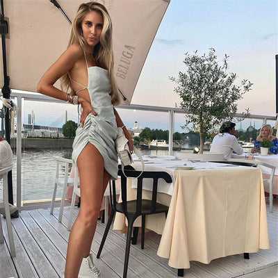 Vestido Asimétrico Sexy de Tirantes para Mujer - Diseño Europeo Moderno - Image 5
