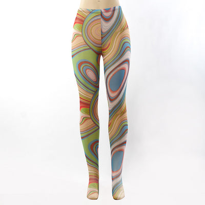 Pantalones Slim Estampado Swirl con Costuras Decorativas - Image 5