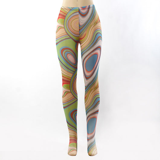 Pantalones Slim Estampado Swirl con Costuras Decorativas - Image 5