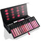 Estuche de 16 Labiales Waterproof Larga Duración + Gloss