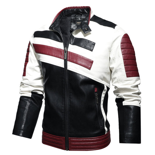 Chaqueta de Cuero PU para Hombre con Forro Polar - Estilo Motociclista Casual