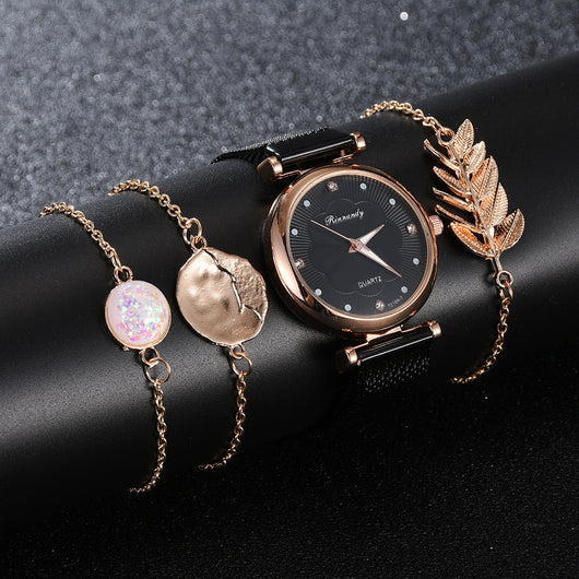 Set de Reloj para Dama con Correa de Malla de Aleación y Brazalete - Image 6