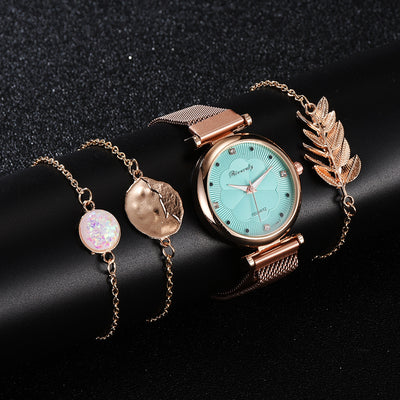 Set de Reloj para Dama con Correa de Malla de Aleación y Brazalete - Image 3