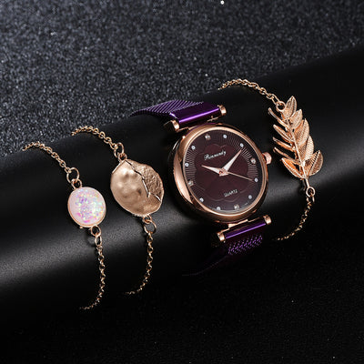 Set de Reloj para Dama con Correa de Malla de Aleación y Brazalete - Image 5