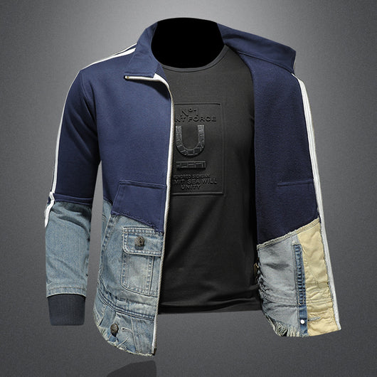 Cardigan Denim Retro con Cuello Alto - Suéter Casual - Image 9