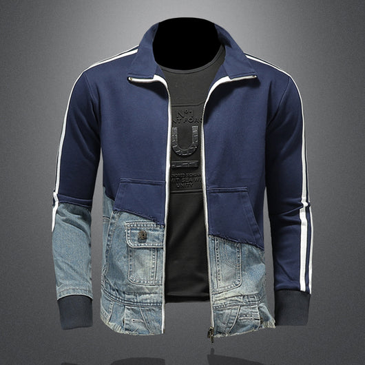 Cardigan Denim Retro con Cuello Alto - Suéter Casual - Image 10