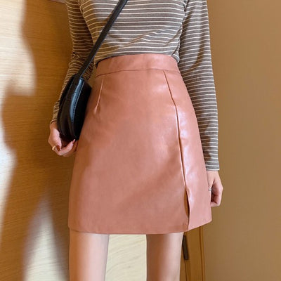 Falda Cuero Brillante Bodycon Cintura Alta con Cierre - Minifalda Lápiz para Mujer - Image 2