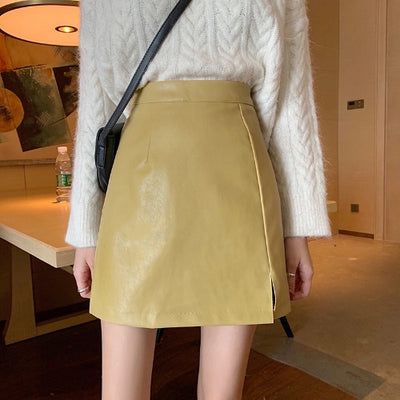 Falda Cuero Brillante Bodycon Cintura Alta con Cierre - Minifalda Lápiz para Mujer - Image 4