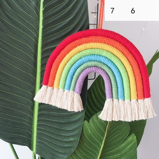 Decoración Nórdica para Habitación Infantil - Juego de 7 Colgantes Tejidos Arcoíris - Image 6