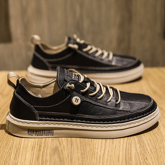 Tenis Casuales de Cuero para Hombre - Sneakers Versátiles de Tendencia