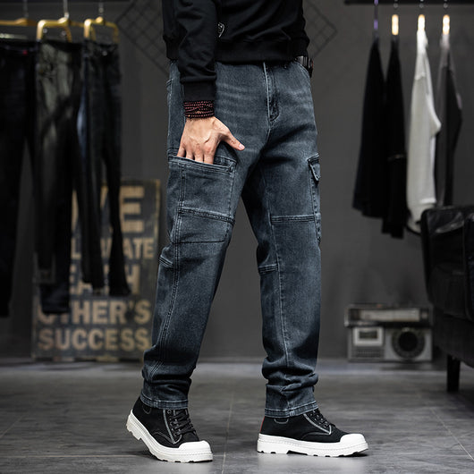 Pantalones Vaqueros Rectos con Múltiples Bolsillos Estilo Retro para Hombre - Image 8