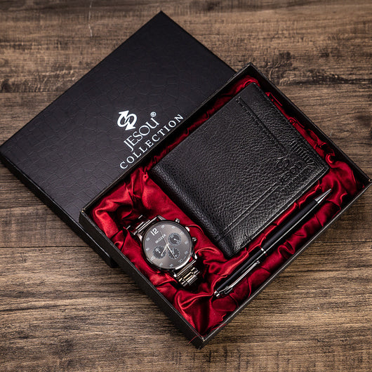 Estuche de Regalo Premium: Reloj, Billetera y Bolígrafo