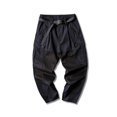 Pantalones Overol Casual Retro Japonés con Bolsillos de Contraste para Hombre - Image 12