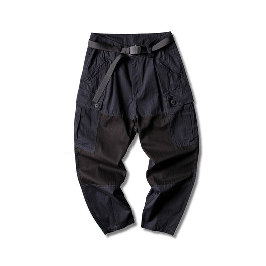 Pantalones Overol Casual Retro Japonés con Bolsillos de Contraste para Hombre - Image 12