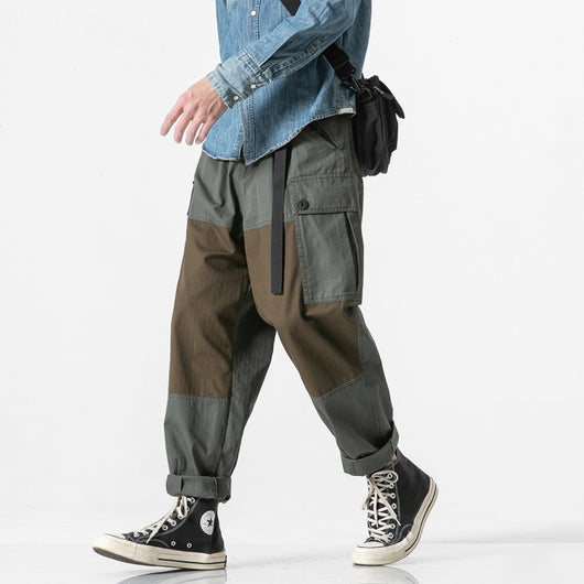 Pantalones Overol Casual Retro Japonés con Bolsillos de Contraste para Hombre - Image 6