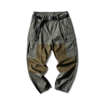 Pantalones Overol Casual Retro Japonés con Bolsillos de Contraste para Hombre - Image 2