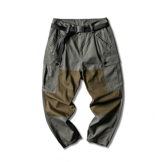 Pantalones Overol Casual Retro Japonés con Bolsillos de Contraste para Hombre - Image 2