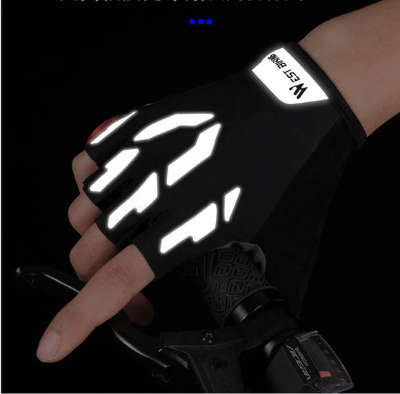 Guantes de Ciclismo con Dedos Cortos Reflectantes