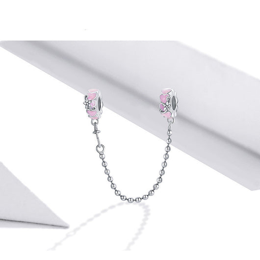 Cadena de Seguridad Posicionadora Love 925 Plata con Silicona Rosa - Image 11