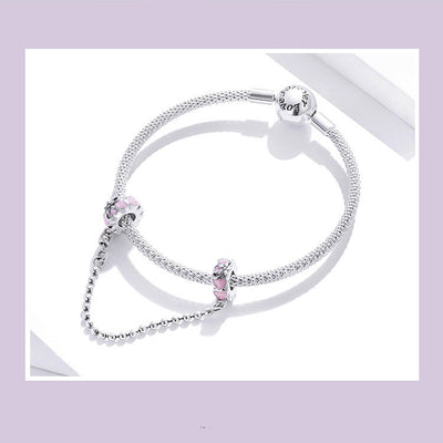 Cadena de Seguridad Posicionadora Love 925 Plata con Silicona Rosa - Image 12