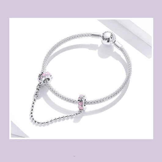 Cadena de Seguridad Posicionadora Love 925 Plata con Silicona Rosa - Image 12