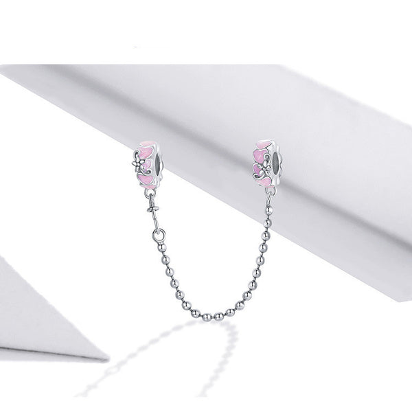 Cadena de Seguridad Posicionadora Love 925 Plata con Silicona Rosa - Image 6