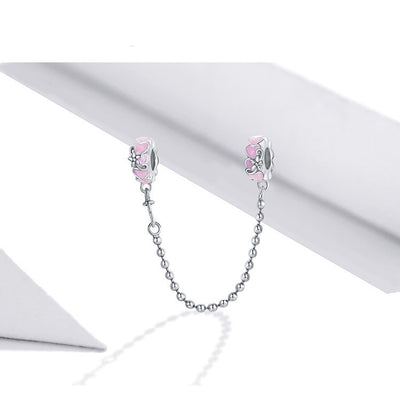 Cadena de Seguridad Posicionadora Love 925 Plata con Silicona Rosa - Image 6