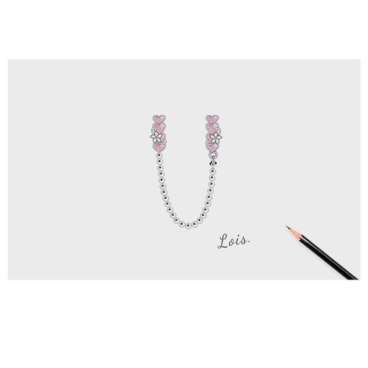 Cadena de Seguridad Posicionadora Love 925 Plata con Silicona Rosa - Image 2