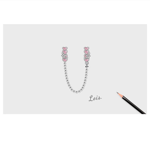 Cadena de Seguridad Posicionadora Love 925 Plata con Silicona Rosa