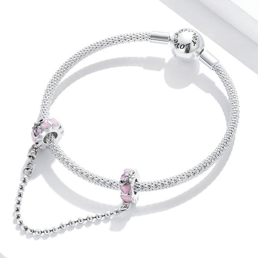 Cadena de Seguridad Posicionadora Love 925 Plata con Silicona Rosa - Image 7